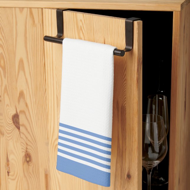 Serviette de cuisine à bandes blanches personnalis (Pliage en tiers)