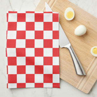 Serviette de cuisine À damiers rouge et blanc