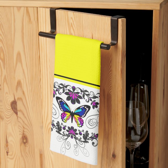 Serviette de cuisine à embellissement papillon (Pliage en tiers)