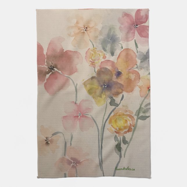 Serviette de cuisine à fleurs (Vertical)