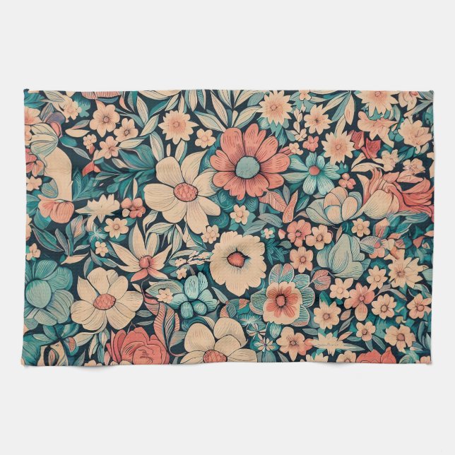 Serviette de cuisine à fleurs de Bohême (Horizontal)