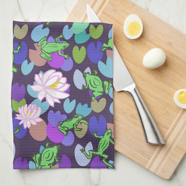 Serviette de cuisine à l'art de la grenouille mign (Quart Plié)