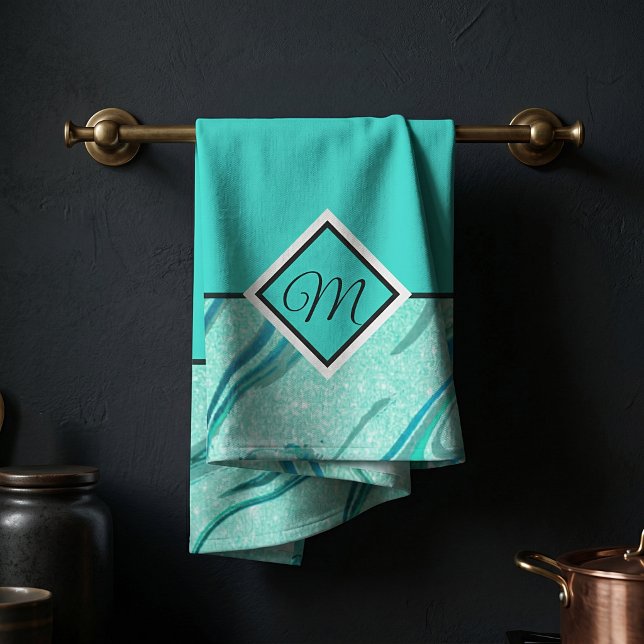 Serviette de cuisine à monogramme en marbre paille (Créateur téléchargé)