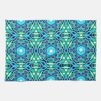 Serviette de cuisine à motif bleu vert