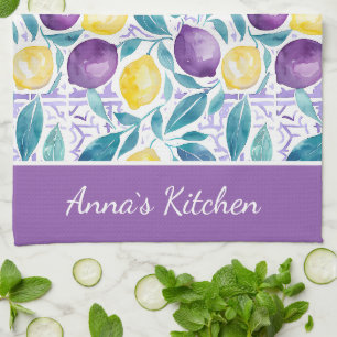 Serviette de cuisine à motif citron personnalisée