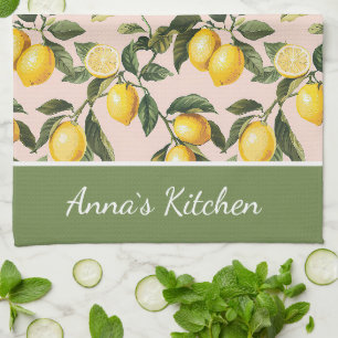 Serviette de cuisine à motif citron personnalisée