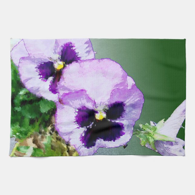 serviette de cuisine à motif de pensée violette1 (Horizontal)