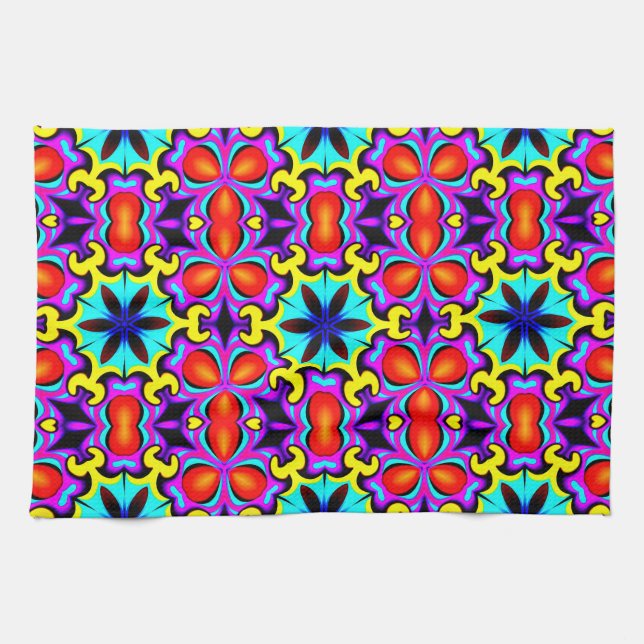 Serviette de cuisine à motif rouge jaune (Horizontal)