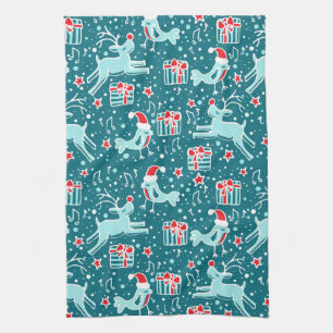Serviette de cuisine à motifs de rennes de Noël