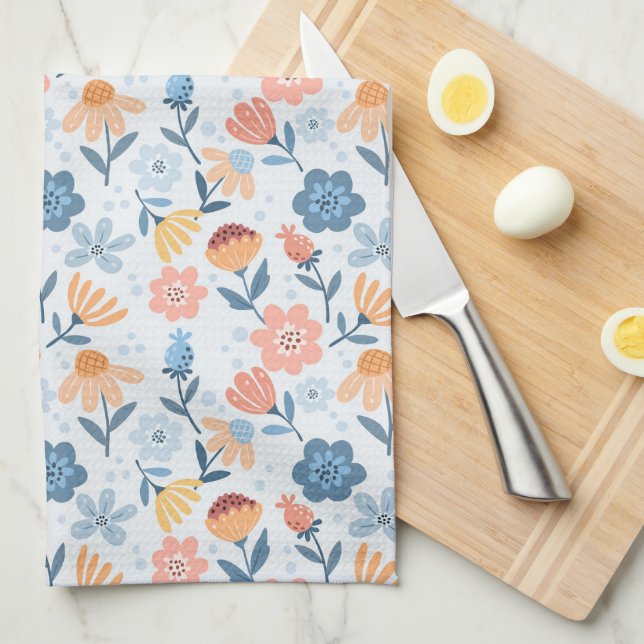 Serviette de cuisine à motifs floraux (Quart Plié)