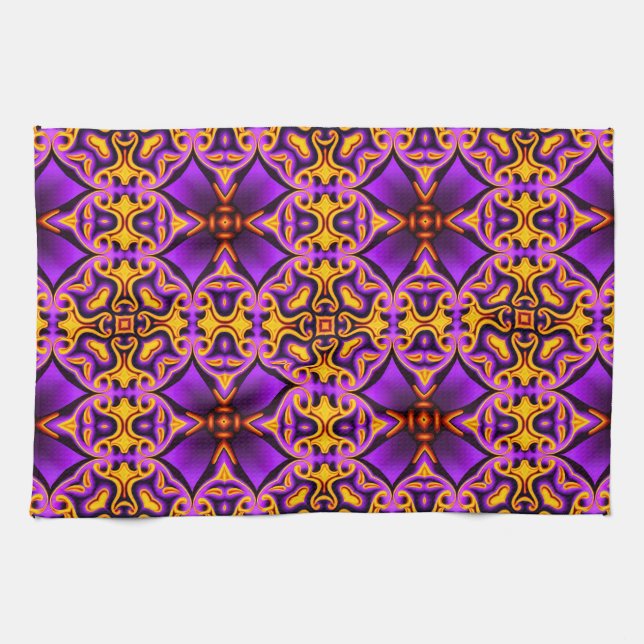 Serviette de cuisine à motifs violet jaune (Horizontal)