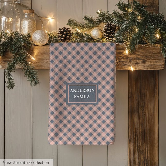 Serviette de cuisine à nom personnalisé Accent Car (Custom Name Kitchen Towel Pastel Plaid Accent)