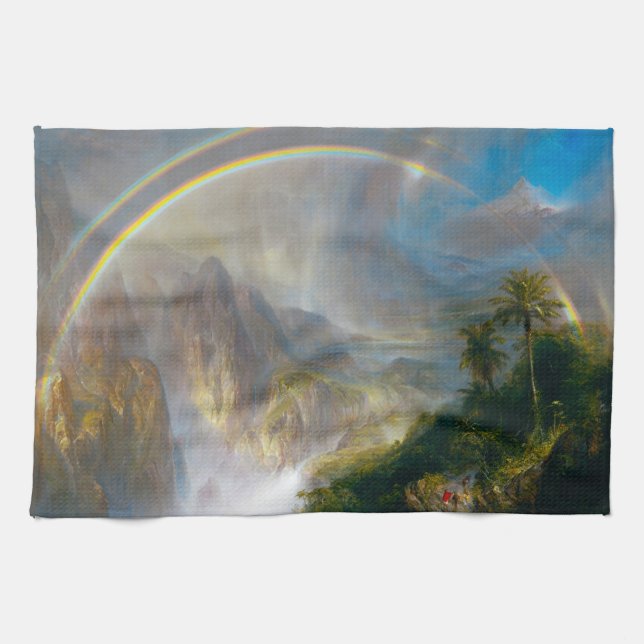 Serviette de cuisine à peintures arc-en-ciel tropi (Horizontal)