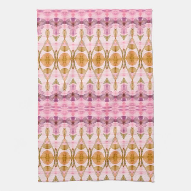 Serviette De Cuisine À Plum Rose Olive Et Or (Vertical)