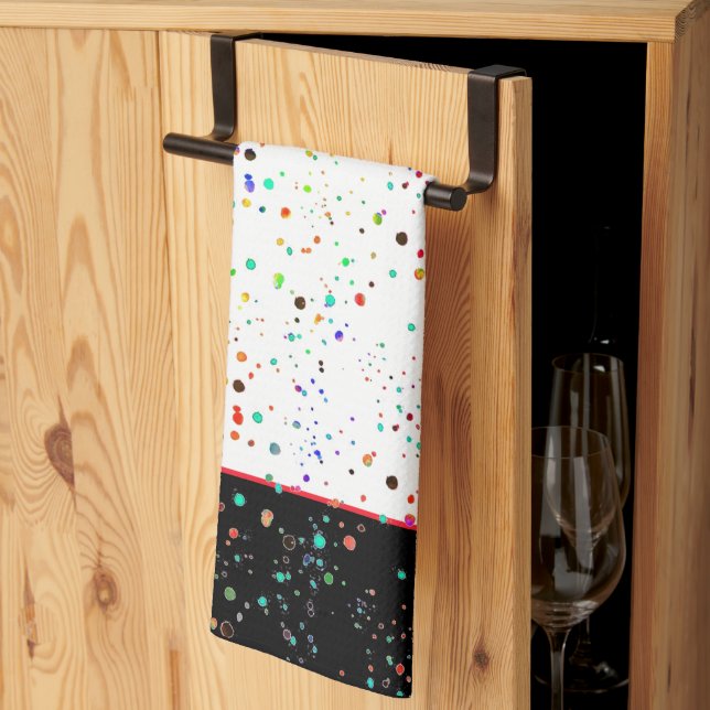 Serviette de cuisine à points colorés (Pliage en tiers)