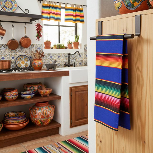 Serviette de cuisine à rayures colorées serape (Créateur téléchargé)
