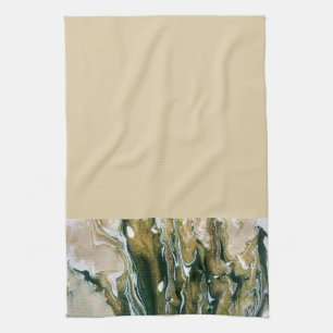 Serviette de cuisine Abstraite verte et bronzée