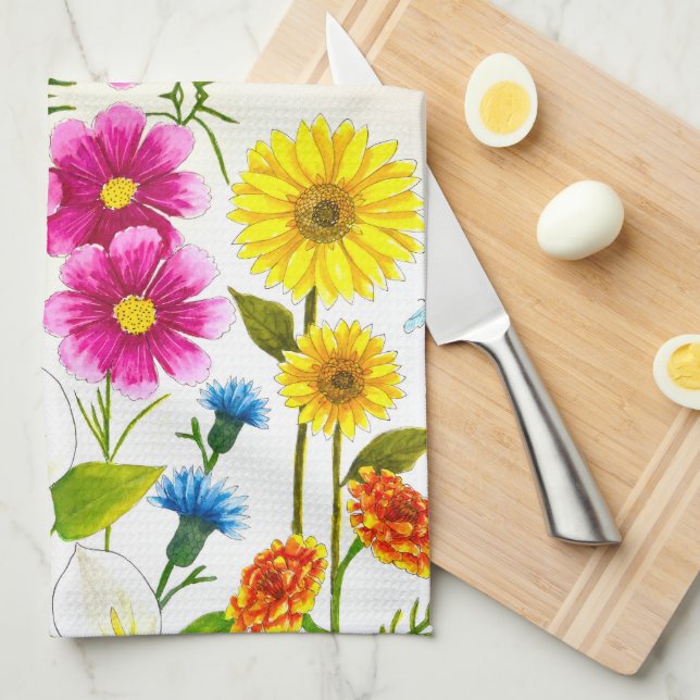 Serviette de cuisine accent de l'art floral modern (Quart Plié)