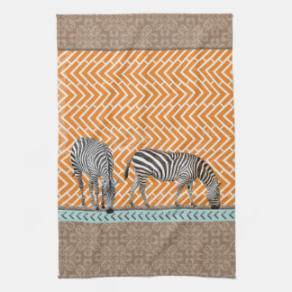 Serviette de cuisine africaine Zebra Orange Chevro