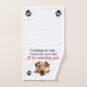 Serviette de cuisine Airedale Je vous regarderai