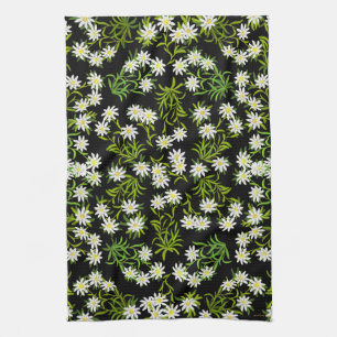 Serviette de cuisine alpine de fleurs d'edelweiss