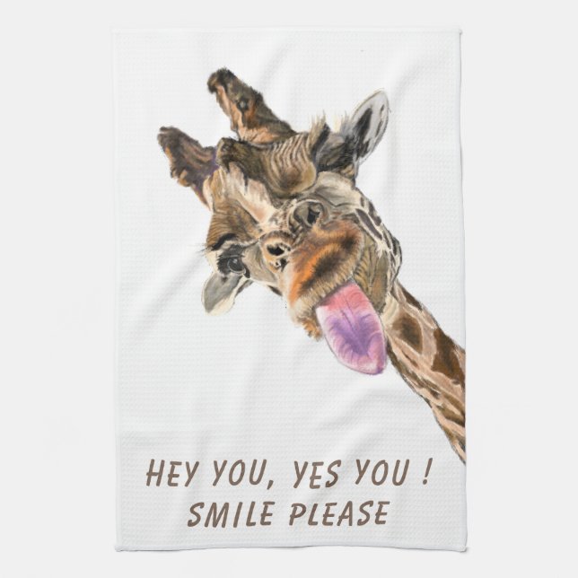 Serviette de cuisine amusante avec Giraffe joueuse (Vertical)