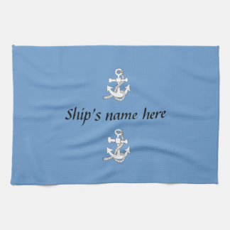 Serviette de cuisine - Ancre avec le nom de bateau