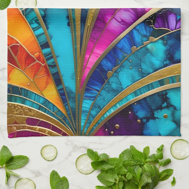 Serviette de cuisine Art déco colorée (Créateur téléchargé)