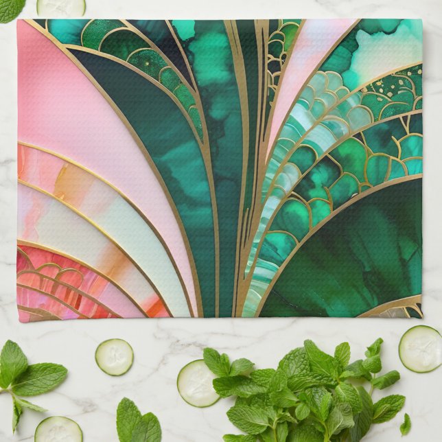 Serviette de cuisine Art déco colorée (Créateur téléchargé)