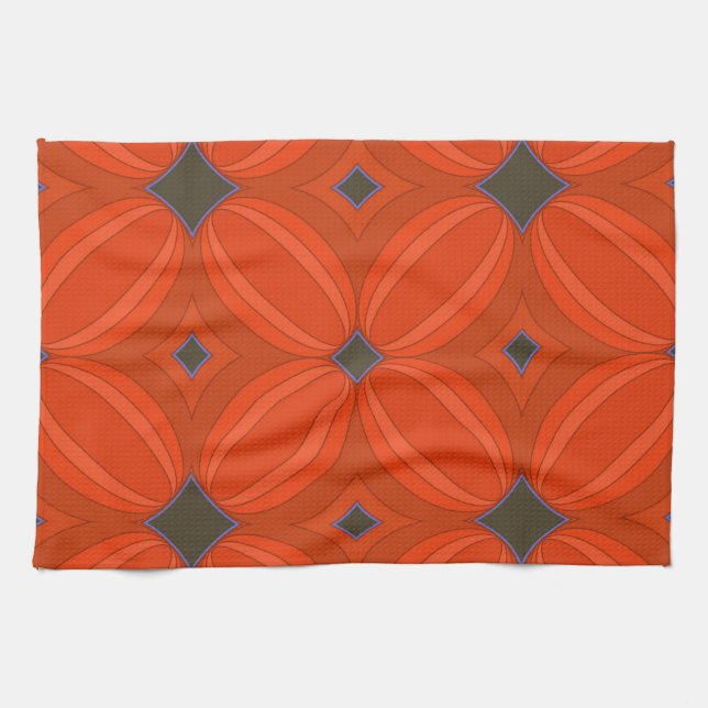 Serviette de cuisine Art déco orange (Horizontal)
