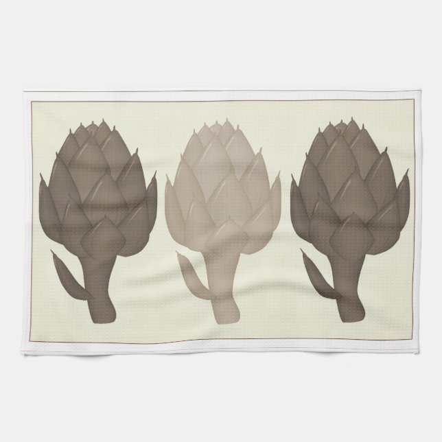 Serviette de cuisine aux 3 artichauts (Horizontal)