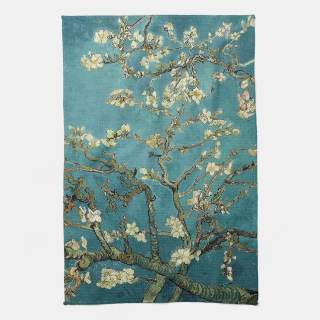 Serviette de cuisine aux amandes en fleurs (Vertical)