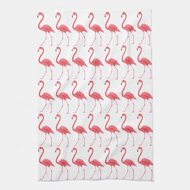 Serviette de cuisine aux flamants roses (Vertical)