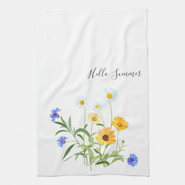 Serviette de cuisine aux fleurs (Vertical)