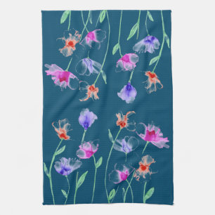 Serviette de cuisine aux fleurs rousses