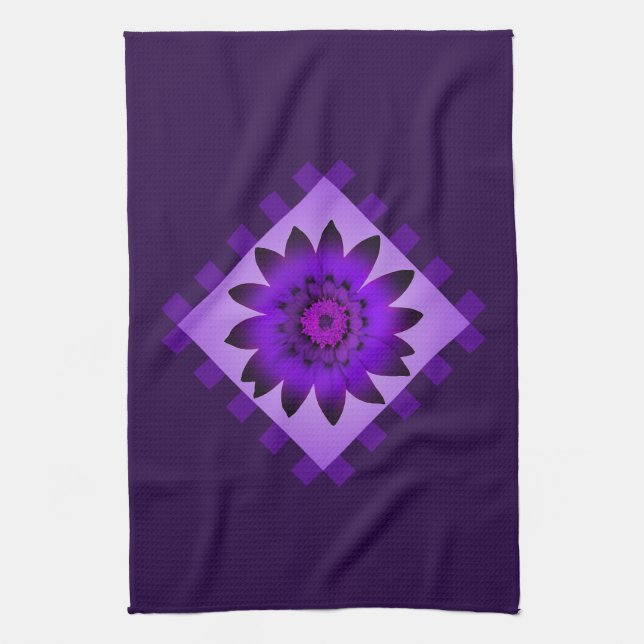 Serviette de cuisine aux fleurs violettes (Vertical)