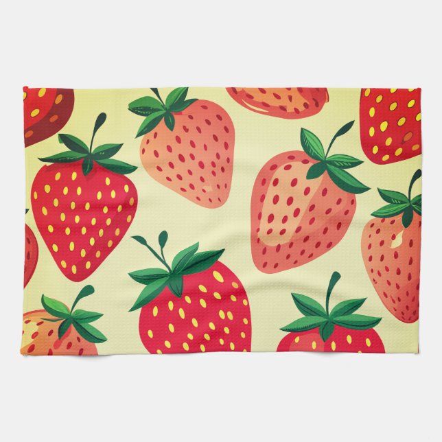 Serviette de cuisine aux fraises (Horizontal)