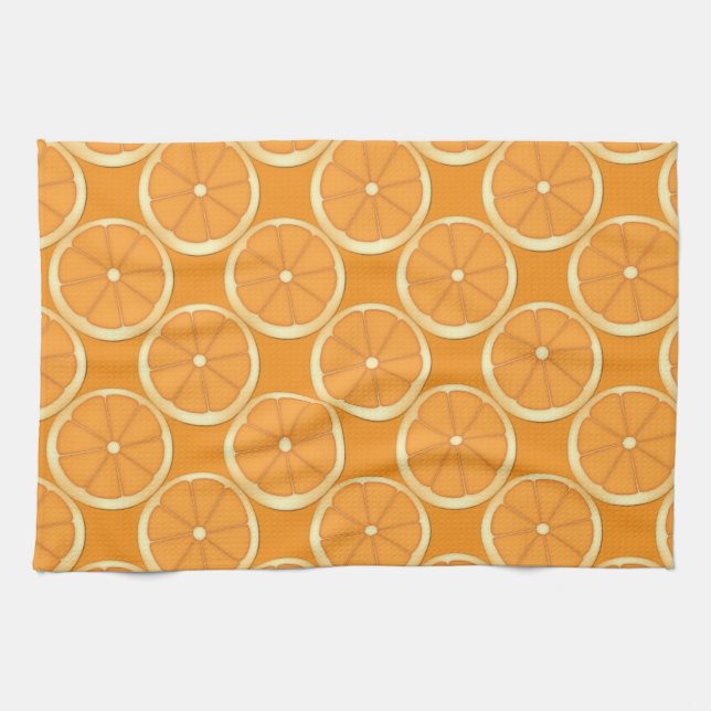 Serviette de cuisine aux fruits d'été orange (Horizontal)