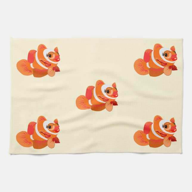 Serviette de cuisine aux poissons d'or (Horizontal)