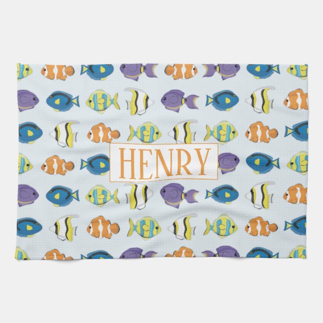 Serviette de cuisine aux poissons tropicaux 16" x  (Horizontal)