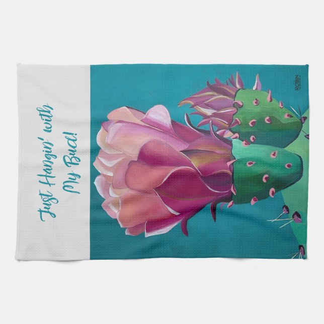 Serviette de cuisine avec Cactus Prickly Pear (Horizontal)