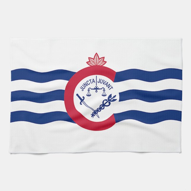 Serviette de cuisine avec Drapeau de Cincinnati Ci (Horizontal)