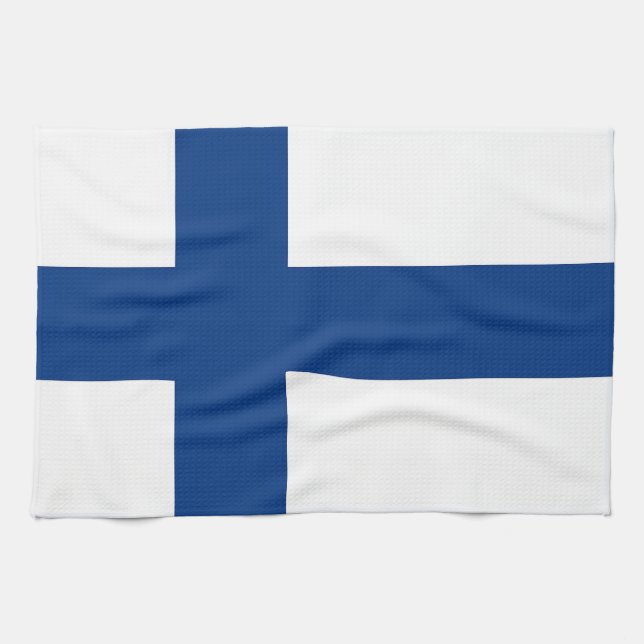 Serviette de cuisine avec Drapeau de Finlande (Horizontal)