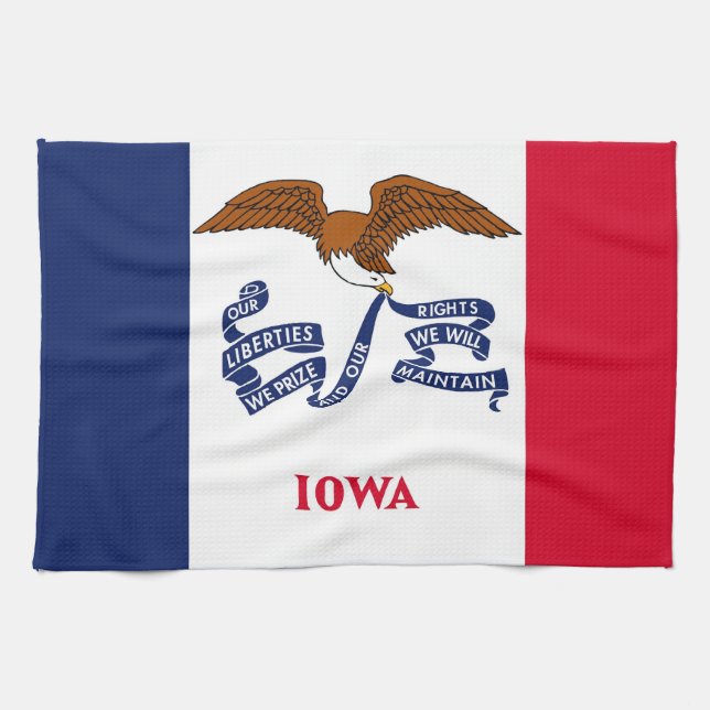 Serviette de cuisine avec Drapeau de l'Iowa, États (Horizontal)