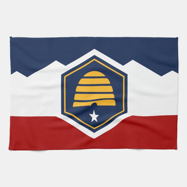 Serviette de cuisine avec drapeau de l'Utah, États (Horizontal)