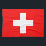 Serviette de cuisine avec Drapeau de Suisse<br><div class="desc">Ajoutez une touche de fierté suisse à votre cuisine ou salle de bain avec cette serviette de toilette haut de gamme avec le drapeau de la Suisse ! Réalisée avec des matériaux de haute qualité, cette serviette présente avec élégance le design emblématique du drapeau suisse - une croix blanche, audacieuse...</div>