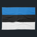 Serviette de cuisine avec Drapeau d'Estonie<br><div class="desc">Ajoutez une touche de fierté estonienne à votre cuisine grâce à cette charmante serviette de cuisine ornée du drapeau estonien ! Cette serviette élégante et pratique présente fièrement les rayures bleues, noires et blanches emblématiques du drapeau estonien, ce qui en fait une belle façon d'apporter le flair national à votre...</div>