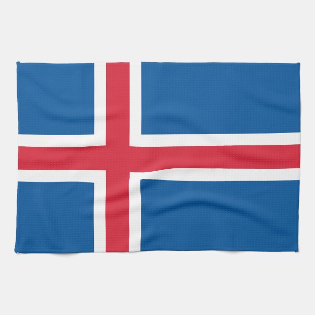 Serviette de cuisine avec Drapeau d'Islande (Horizontal)
