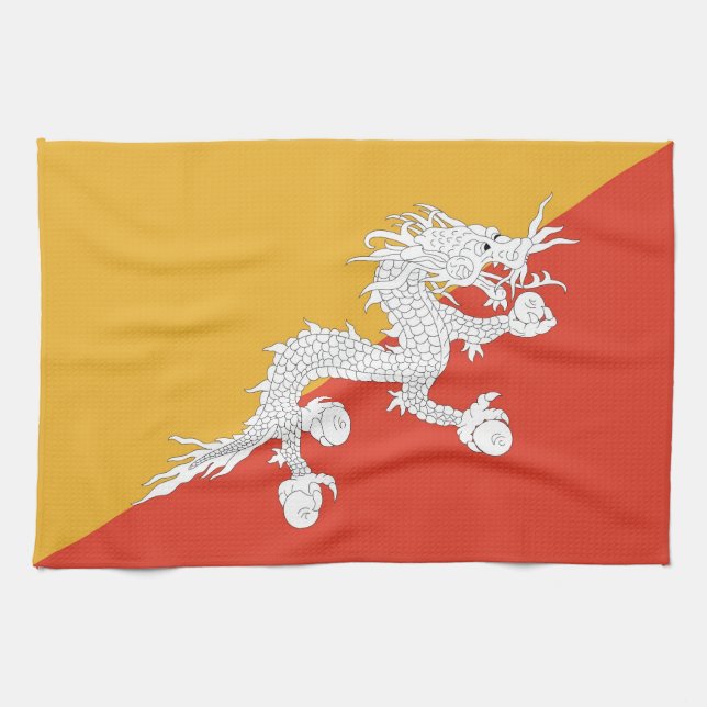 Serviette de cuisine avec drapeau du Bhoutan (Horizontal)