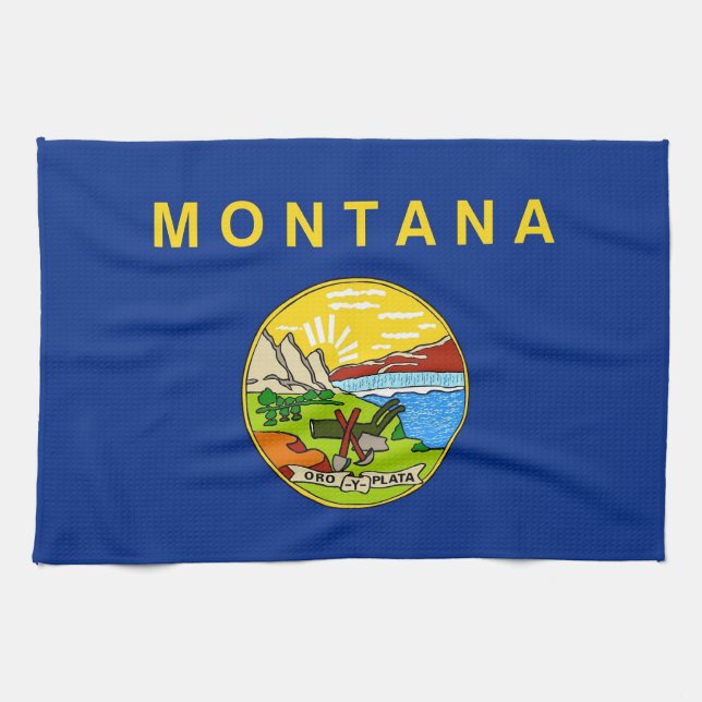 Serviette de cuisine avec Drapeau du Montana, U.S. (Horizontal)